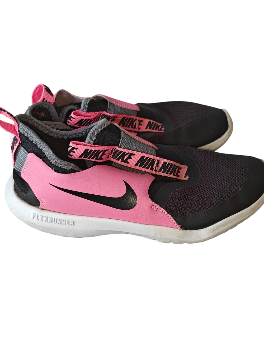 Nike Flex Runner Slip-on Sneakers Black and Pink Girls Size 3Y